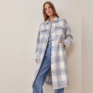 💌SOLD💌 Reformation Ainslie Wool Jacket Coat in Light Blue Plaid